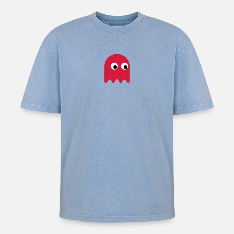 Game Classics Ghost - Oversized Unisex Premium Acid-Washed T-Shirt - Blau Acid Wash