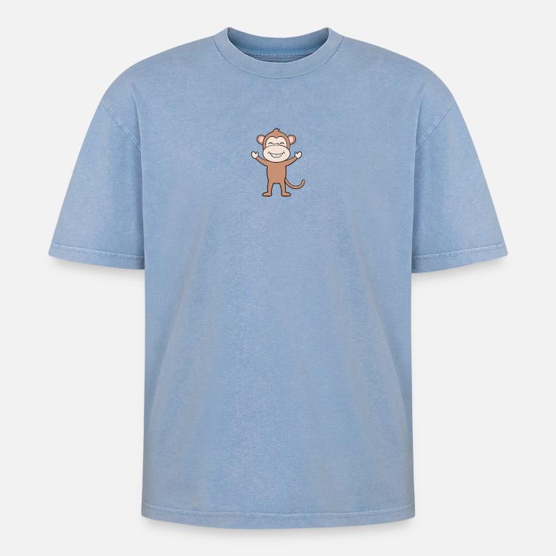 Monkey Monkeys - Oversized Unisex Premium Acid-Washed T-Shirt - acid washed blue