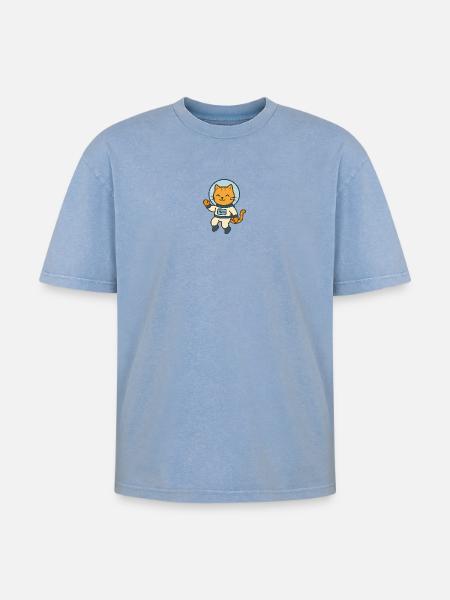 Astrocat - Oversized Unisex Premium Acid-Washed T-Shirt - acid washed blue
