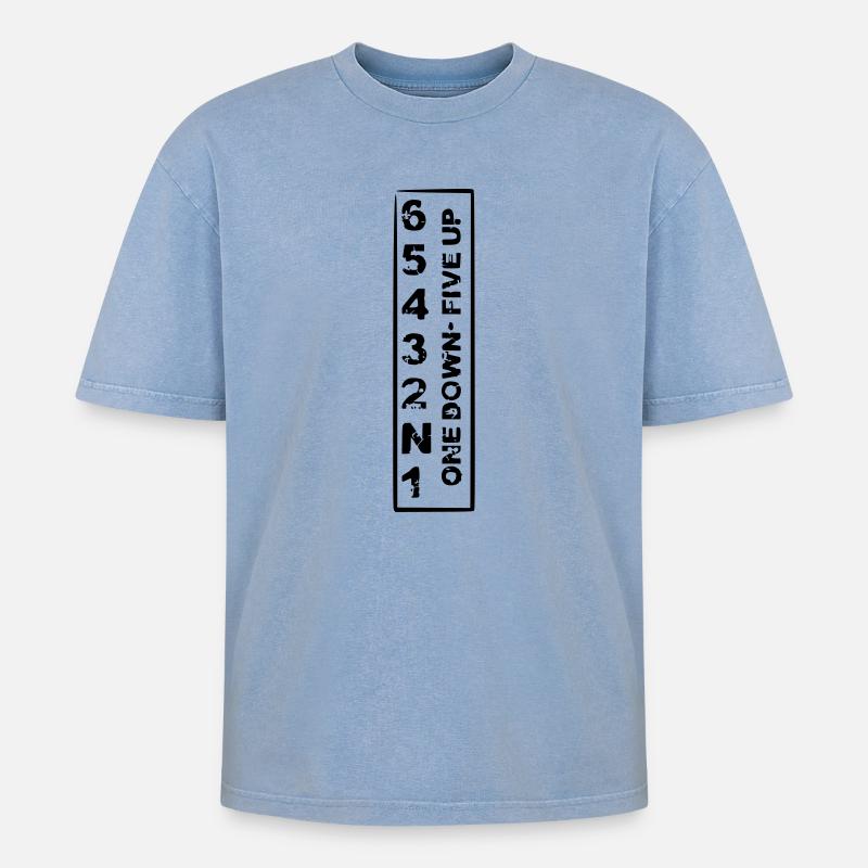 one down five up - Oversized Unisex Premium Acid-Washed T-Shirt - Blau Acid Wash