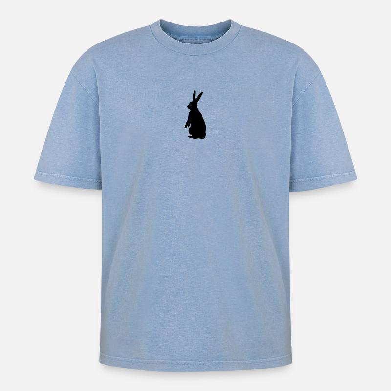 rabbit - Oversized Unisex Premium Acid-Washed T-Shirt - Blau Acid Wash