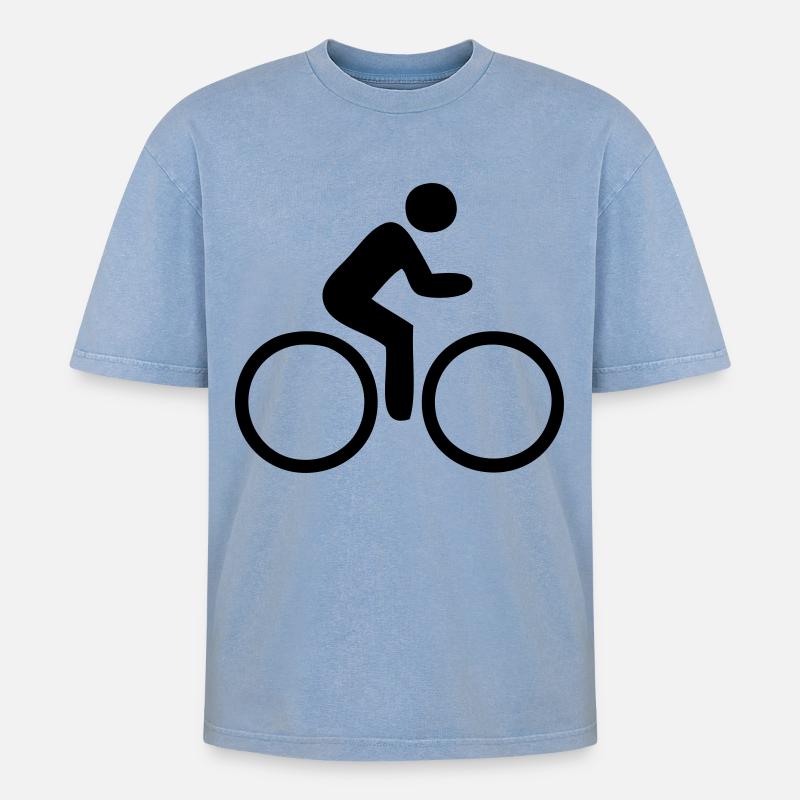 Velofahrer - Oversized Unisex Premium Acid-Washed T-Shirt - Blau Acid Wash
