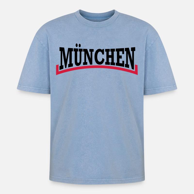 Munich, München - T-shirt Premium unisexe oversize acid-washed - bleu délavé acide