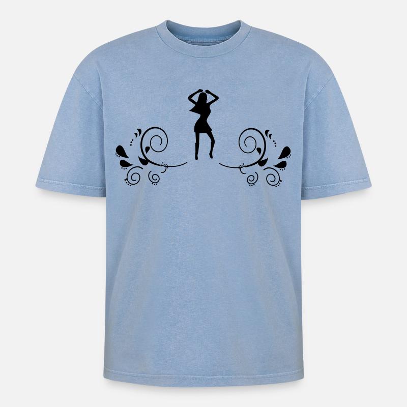 Danseuse aux fleurs - T-shirt Premium unisexe oversize acid-washed - bleu délavé acide