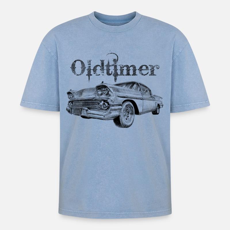 Oldtimer - T-shirt Premium unisexe oversize acid-washed - bleu délavé acide