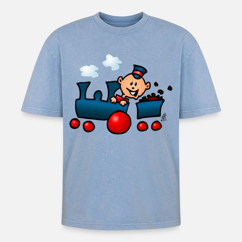 Train - T-shirt Premium unisexe oversize acid-washed - bleu délavé acide