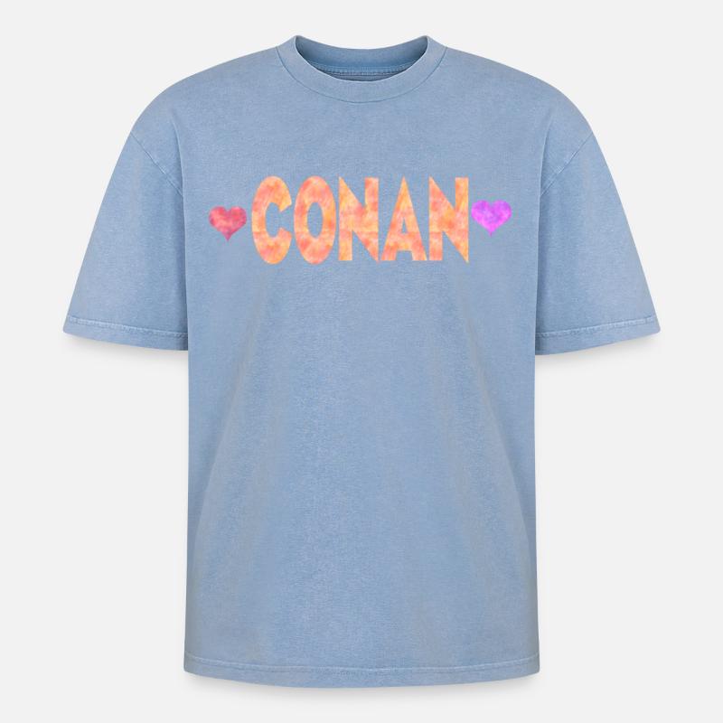 Conan - Oversized Unisex Premium Acid-Washed T-Shirt - Blau Acid Wash