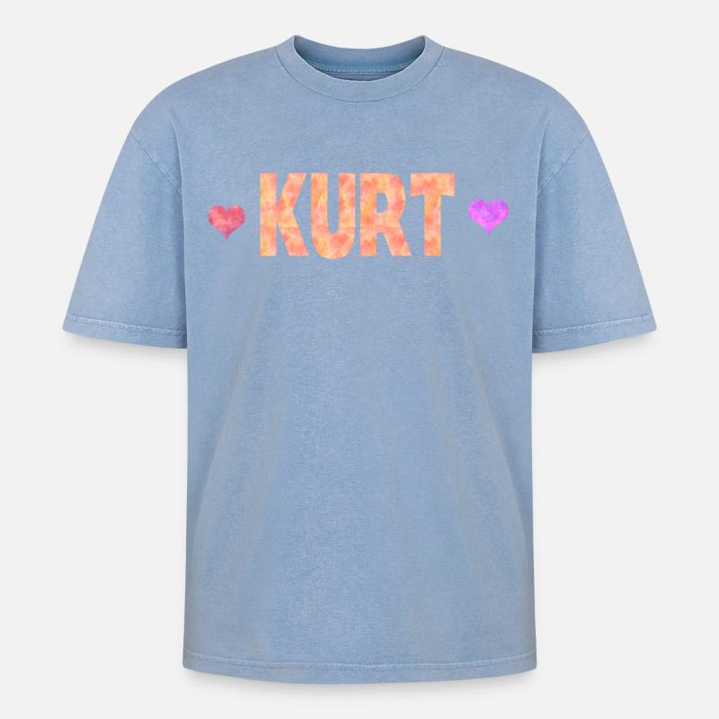 Kurt - Oversized Unisex Premium Acid-Washed T-Shirt - Blau Acid Wash