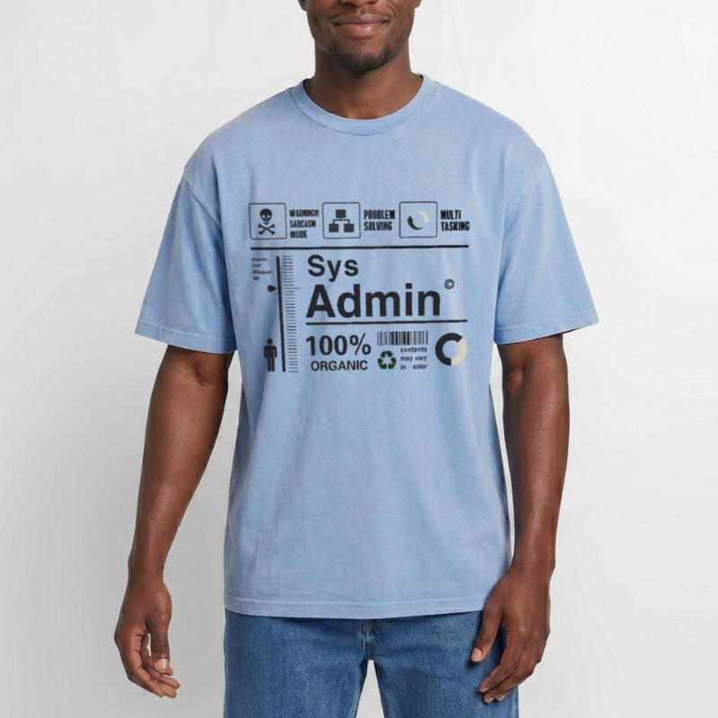 Sys Admin Penguin Computer Nerd pc Board cpu ner Oversized Unisex Premium Acid-Washed T-Shirt