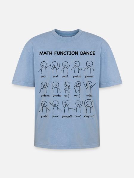 The 'Math Function Dance' (Nerd-Shirt) - Oversized Unisex Premium Acid-Washed T-Shirt - Blau Acid Wash
