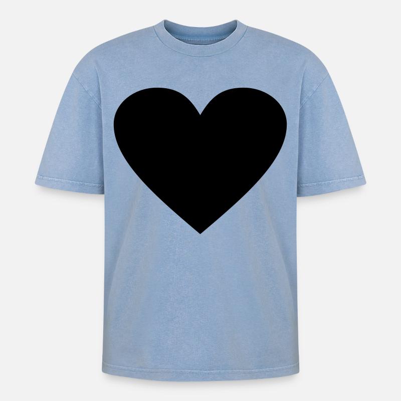 Schwarzes Herz Awesomeelement - Oversized Unisex Premium Acid-Washed T-Shirt - Blau Acid Wash