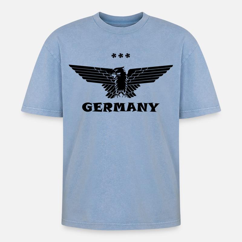 Deutsdchland Adler Germany black - Oversized Unisex Premium Acid-Washed T-Shirt - Blau Acid Wash