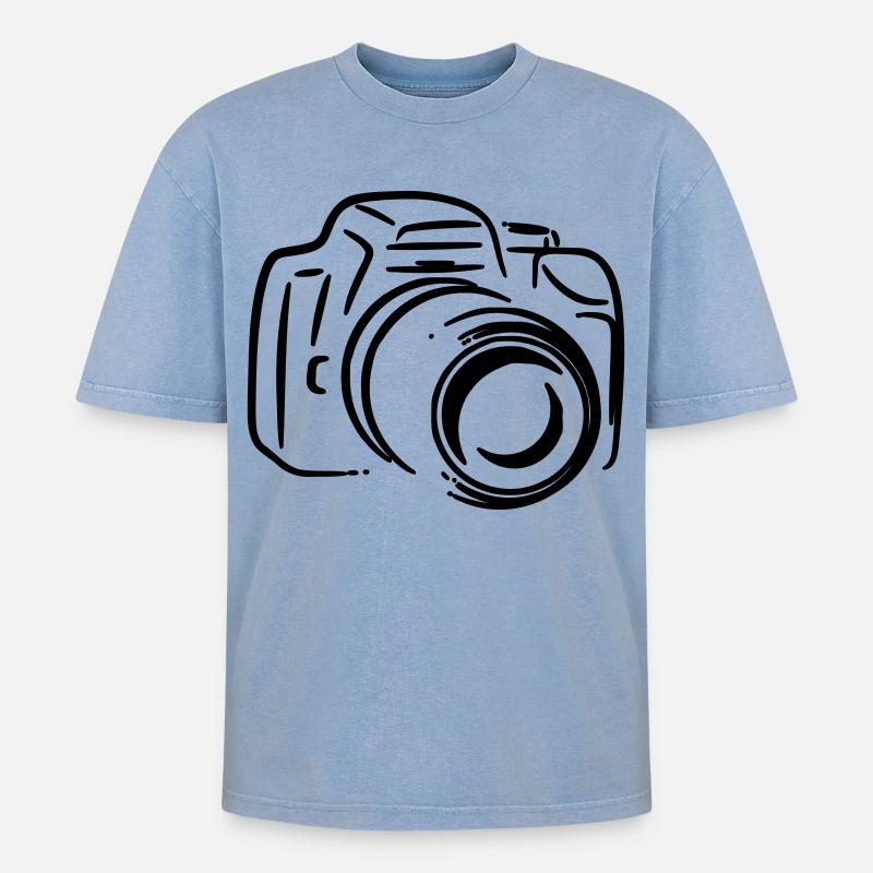 Foto-Reflex - Oversized Unisex Premium Acid-Washed T-Shirt - Blau Acid Wash