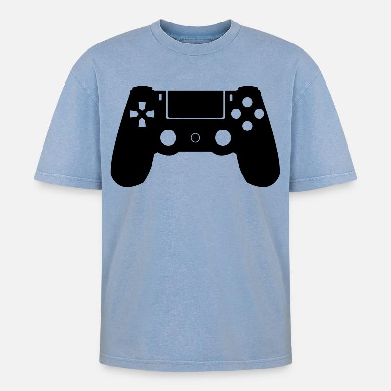 Controller - Oversized Unisex Premium Acid-Washed T-Shirt - Blau Acid Wash