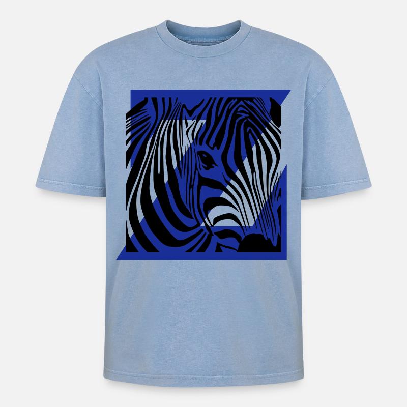 Zebra Mix - T-shirt Premium unisexe oversize acid-washed - bleu délavé acide