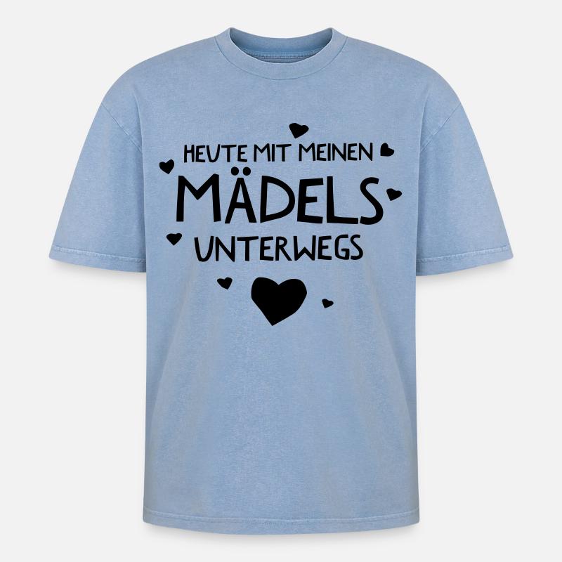 Mädelsabend - Oversized Unisex Premium Acid-Washed T-Shirt - Blau Acid Wash