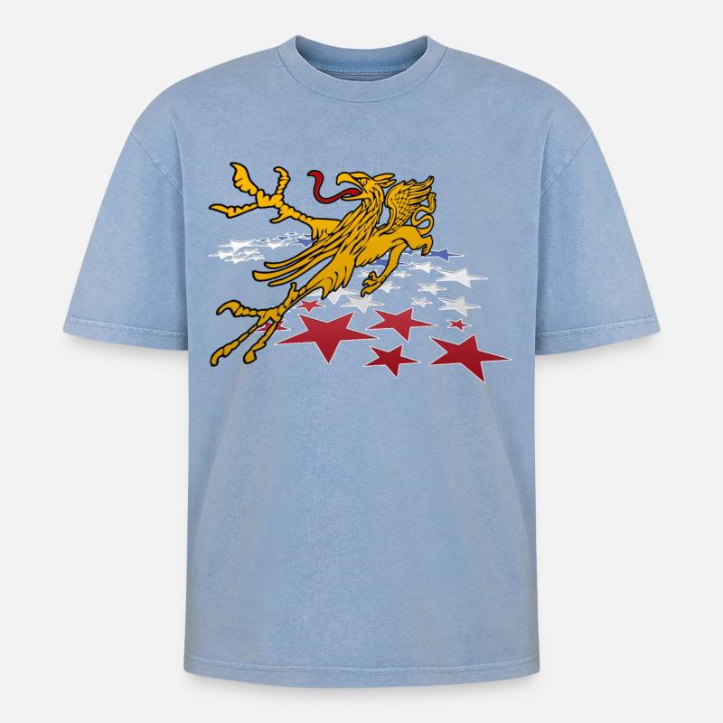 Rostocker Greif 3D - T-shirt Premium unisexe oversize acid-washed - bleu délavé acide