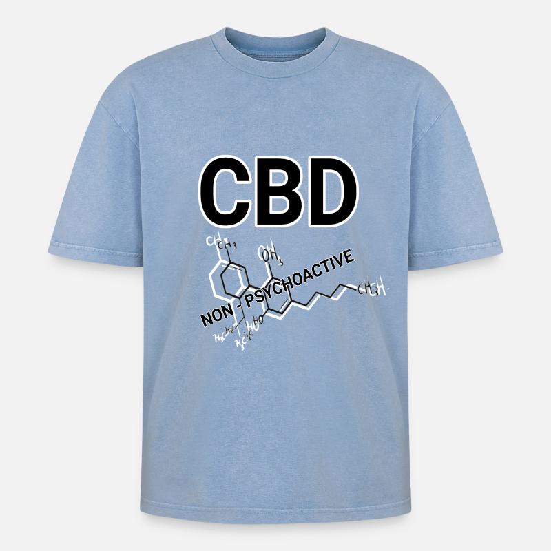 CBD - Oversized Unisex Premium Acid-Washed T-Shirt - Blau Acid Wash