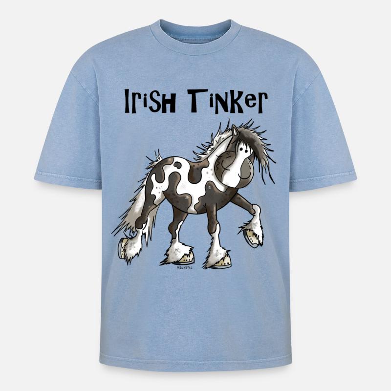 Tracy der Irish Tinker - Oversized Unisex Premium Acid-Washed T-Shirt - Blau Acid Wash