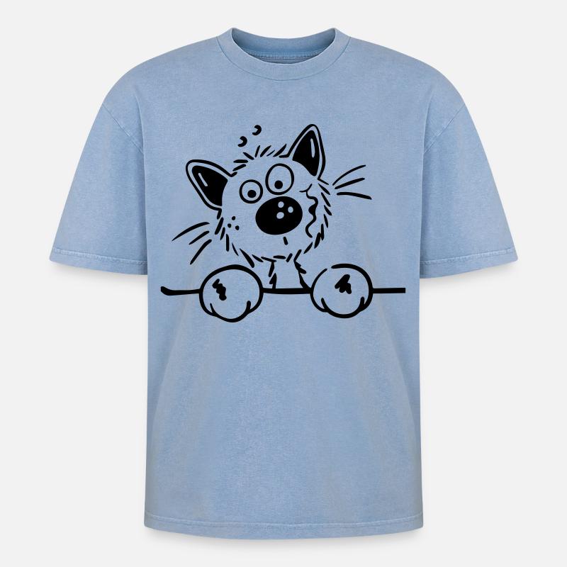 Mignon Chat - T-shirt Premium unisexe oversize acid-washed - bleu délavé acide
