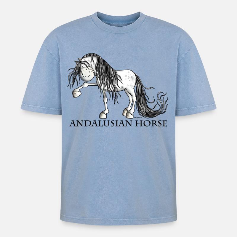 Süßer Andalusier - Oversized Unisex Premium Acid-Washed T-Shirt - Blau Acid Wash