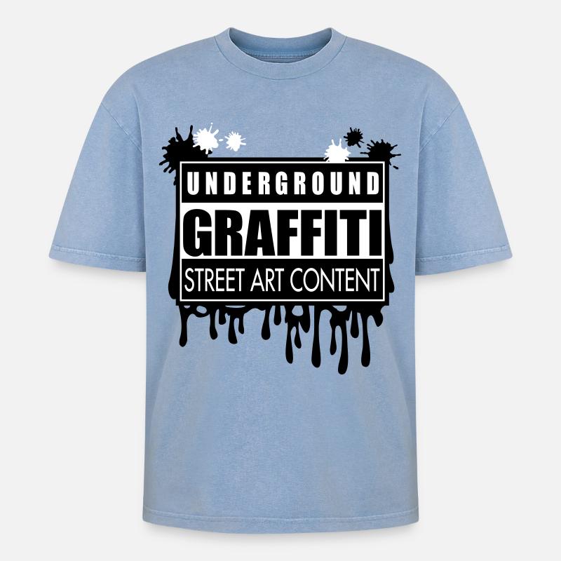 Underground graffitis flex - T-shirt Premium unisexe oversize acid-washed - bleu délavé acide
