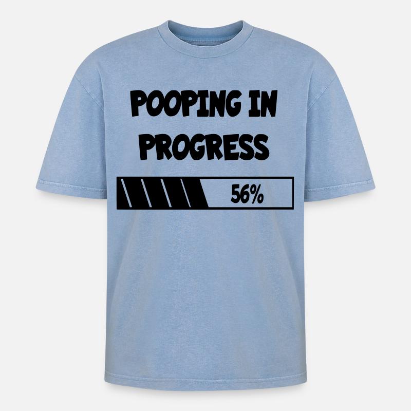 im Werden, Fortschritt * - Oversized Unisex Premium Acid-Washed T-Shirt - Blau Acid Wash