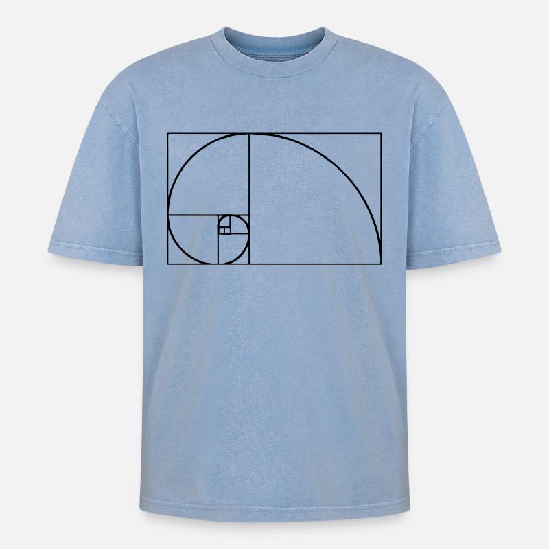 Fibonacci Tshirt - Oversized Unisex Premium Acid-Washed T-Shirt - Blau Acid Wash