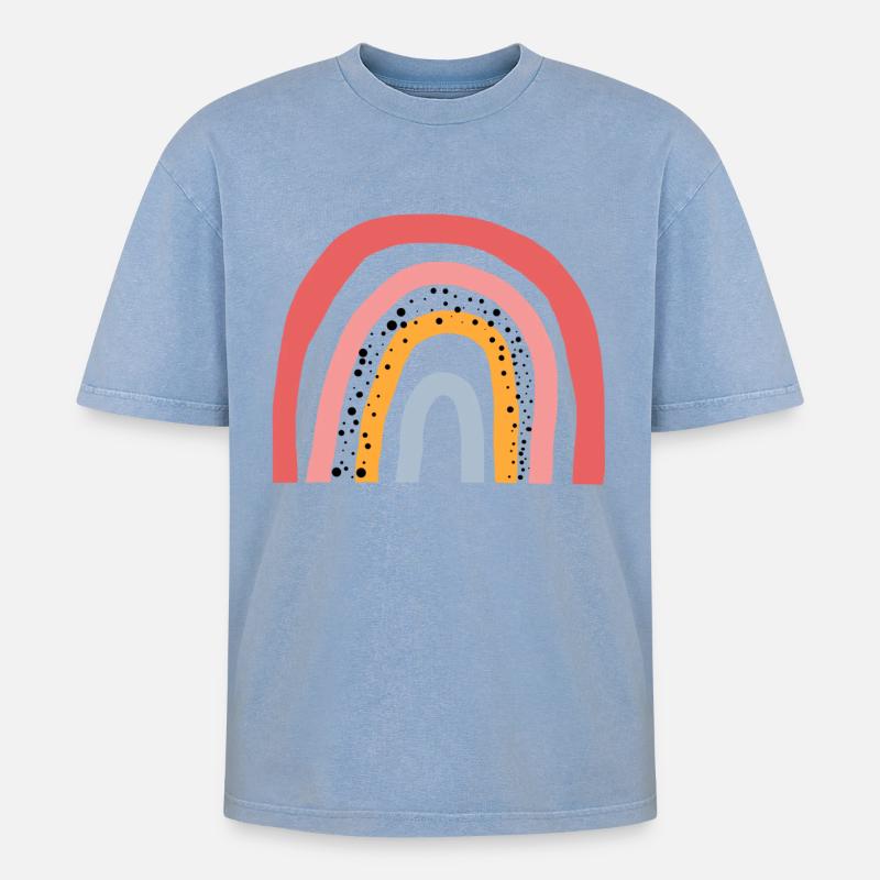 Regenbogen - Liebe - Rainbow-Trend - Oversized Unisex Premium Acid-Washed T-Shirt - Blau Acid Wash
