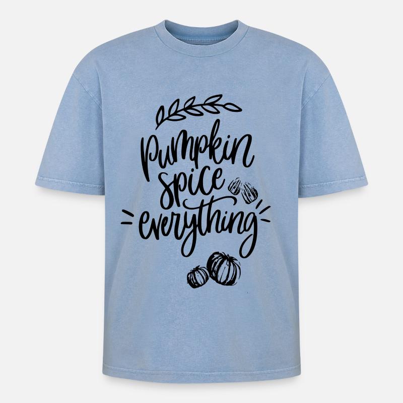 Pumpkin Spice Everything - Oversized Unisex Premium Acid-Washed T-Shirt - Blau Acid Wash