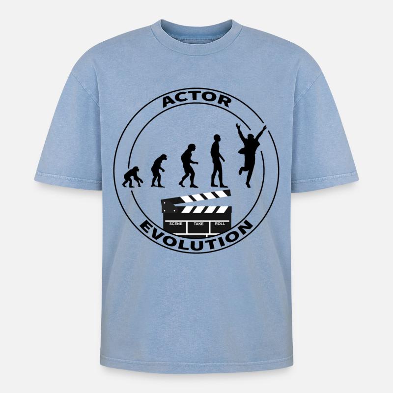 Cadeau d'interprète acteur d'évolution - T-shirt Premium unisexe oversize acid-washed - bleu délavé acide