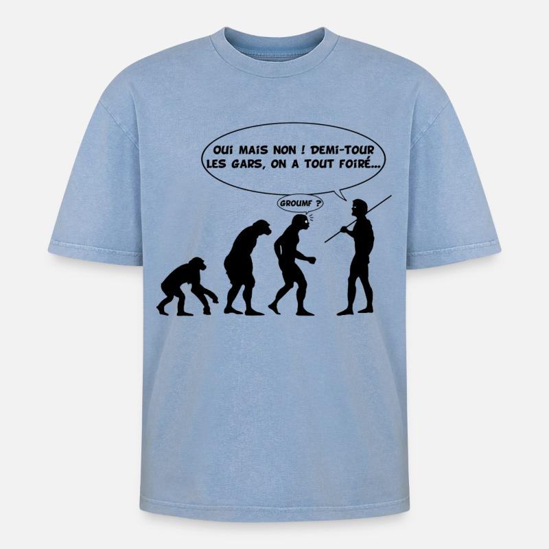 évolution inversée - T-shirt Premium unisexe oversize acid-washed - bleu délavé acide