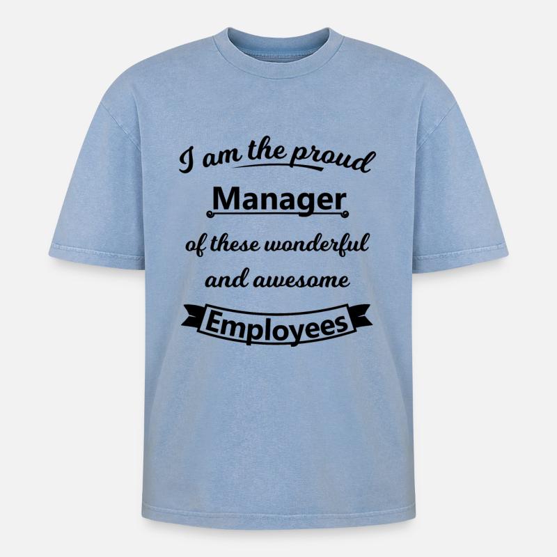 Manager - Oversized Unisex Premium Acid-Washed T-Shirt - Blau Acid Wash