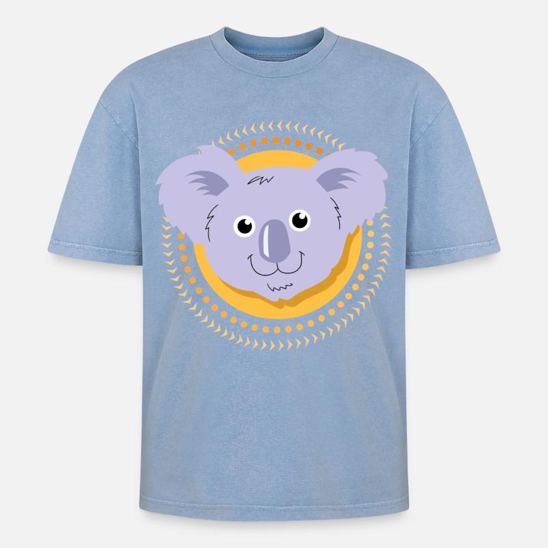 Small Koala - Oversized Unisex Premium Acid-Washed T-Shirt - acid washed blue