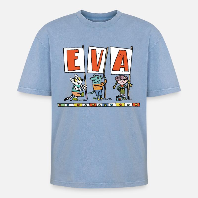 Mädchenname Eva - Oversized Unisex Premium Acid-Washed T-Shirt - Blau Acid Wash