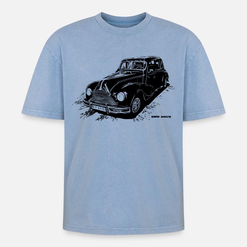 EMW 340-2 - Oversized Unisex Premium Acid-Washed T-Shirt - Blau Acid Wash