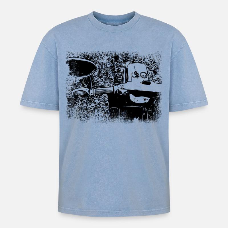 Simson Schwalbe - KR51 - Oversized Unisex Premium Acid-Washed T-Shirt - Blau Acid Wash