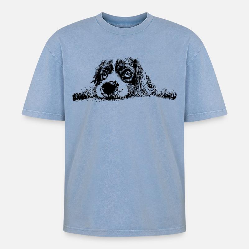 Cocker Spaniel - T-shirt Premium unisexe oversize acid-washed - bleu délavé acide