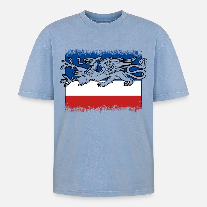 Rostocker - Oversized Unisex Premium Acid-Washed T-Shirt - Blau Acid Wash
