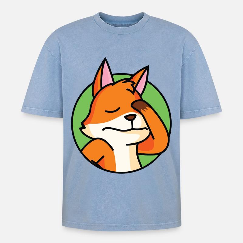 Facepalm Fox - T-shirt Premium unisexe oversize acid-washed - bleu délavé acide