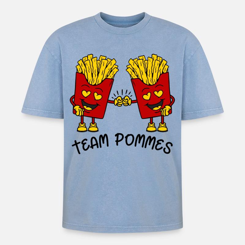 Frites d’équipe - T-shirt Premium unisexe oversize acid-washed - bleu délavé acide