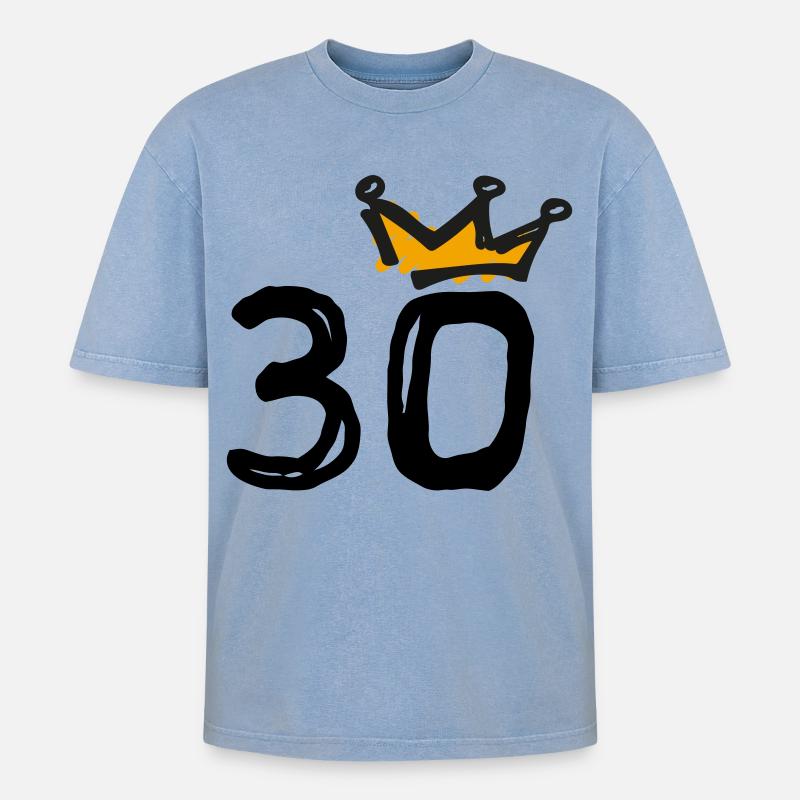 30th birthday Krone - Oversized Unisex Premium Acid-Washed T-Shirt - acid washed blue