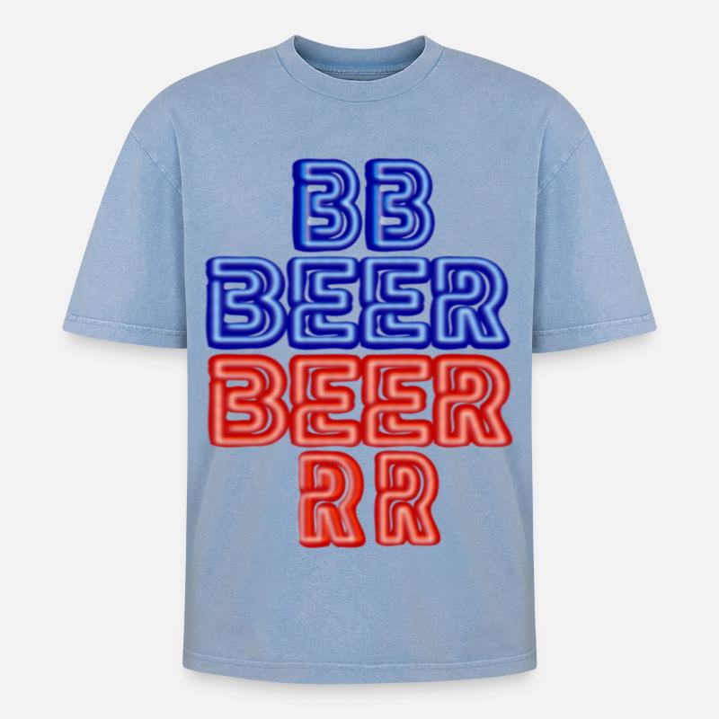 BIER - Oversized Unisex Premium Acid-Washed T-Shirt - Blau Acid Wash