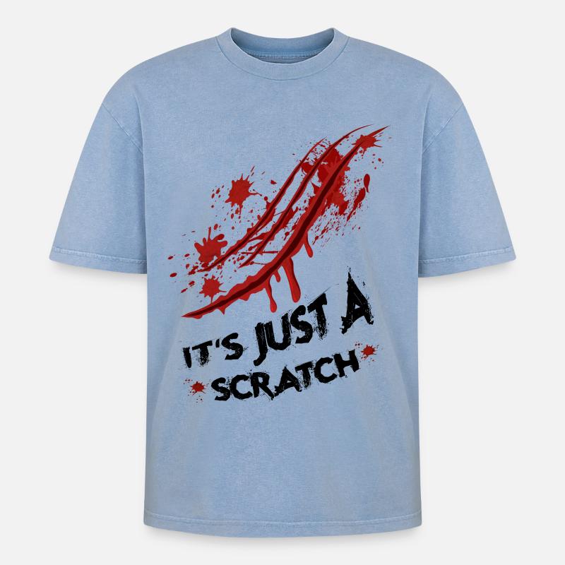 Just a scratch - Oversized Unisex Premium Acid-Washed T-Shirt - acid washed blue