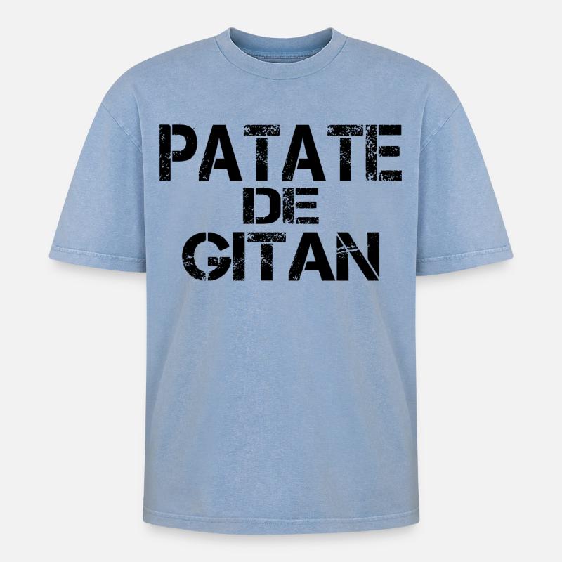 Patate de GITAN - T-shirt Premium unisexe oversize acid-washed - bleu délavé acide
