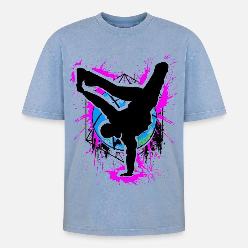 Breakdance - Breakdancer - Breakdancing - BBoy - T-shirt Premium unisexe oversize acid-washed - bleu délavé acide