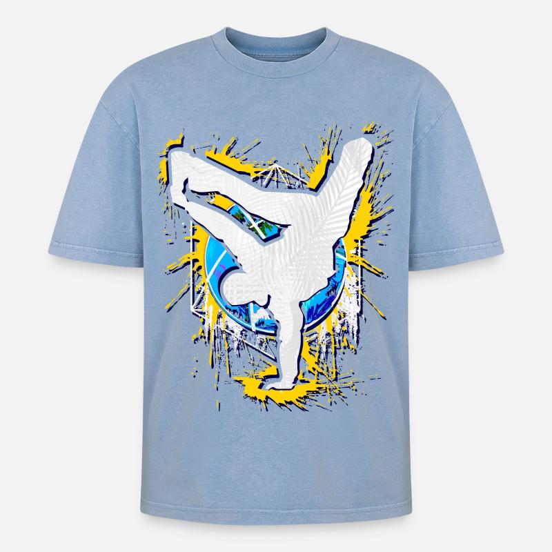 Breakdance - Breakdancer - Breakdancing - BBoy - T-shirt Premium unisexe oversize acid-washed - bleu délavé acide