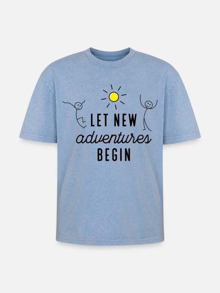Adventure or new beginning - Oversized Unisex Premium Acid-Washed T-Shirt - acid washed blue