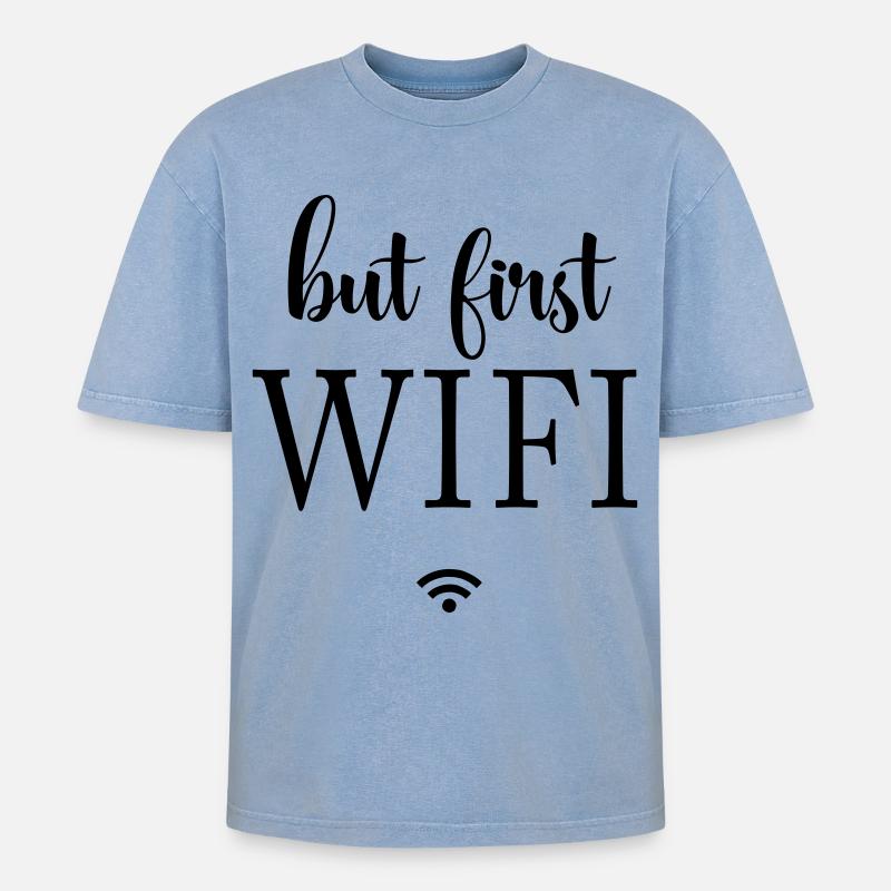 Schwarze Flächen Minimaldesign - Oversized Unisex Premium Acid-Washed T-Shirt - Blau Acid Wash