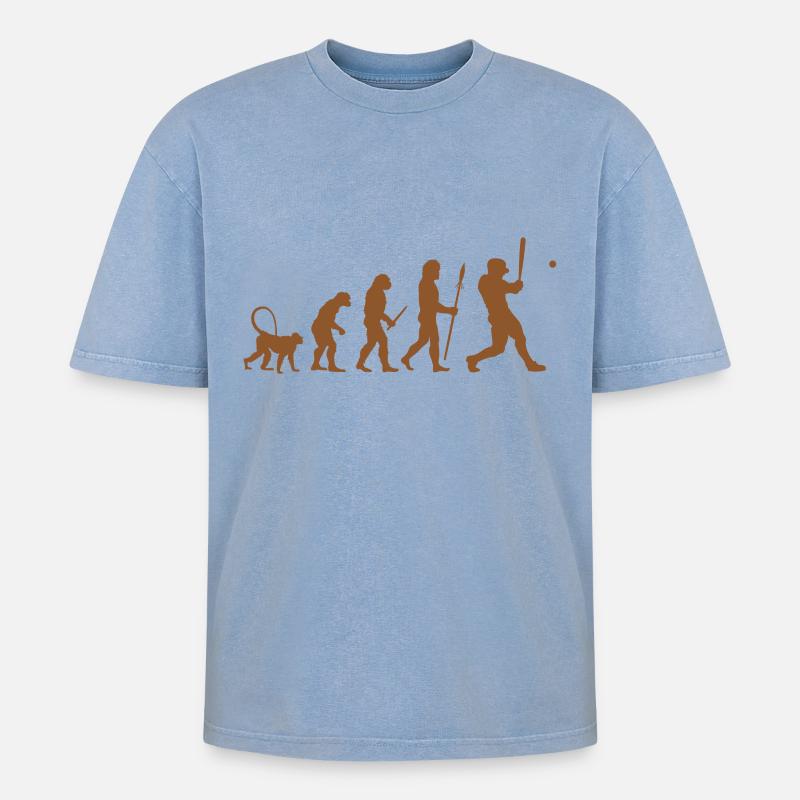 Évolution du baseball - T-shirt Premium unisexe oversize acid-washed - bleu délavé acide